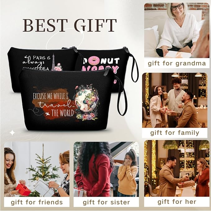 Travel Women Birthday Gifts for International Travelers Makeup Cosmetic Bag Organizer Female, Friend,Daughter,Mom,Sister,Christmas