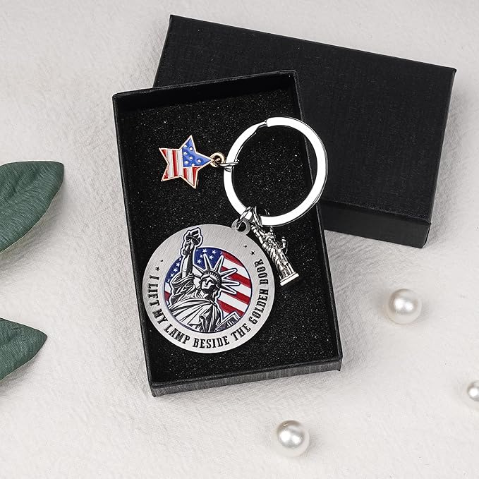 Patriots Gifts American Flag Keychain - America United States Map Keychains, Inspirational USA Souvenir Keyring for Men Women