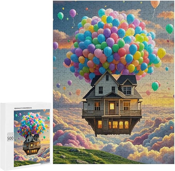 Wooden Puzzle - Floating House Jigsaw Puzzles，Wooden Puzzles for Adults 500 Pieces Challenge Puzzles，Educational Games，Family Puzzles，Unique Gifts for Wall Art