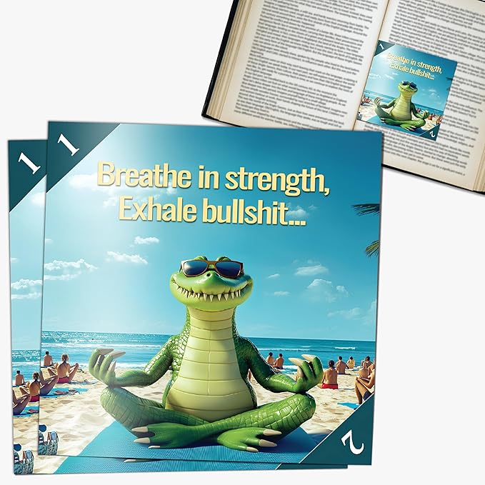 Bookmarks – Set of 2 | Breathe in Strength Exhale BS | Funny Adult Line-Marking Bookmark for Readers | Sarcastic Gift for Book Lovers with a Sharp Sense of Humor | Patented, Made in USA