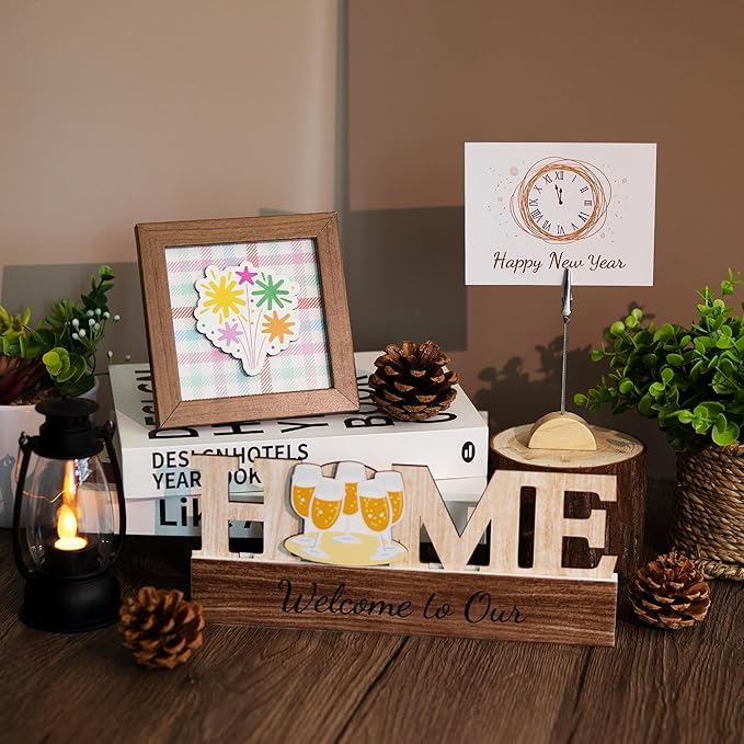 48 Pcs Christmas Tiered Tray Decor Interchangeable Seasonal Home Decor Wooden Signs 17 Themes Thanksgiving Tiered Tray Decorations Set Year Round Holiday Decoration for Home