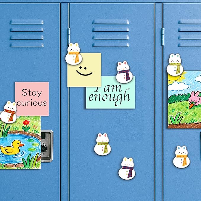 16 Pcs Christmas Fridge Magnets Snowman Bunny Pattern Refrigerator Magnets Strong Magnetic Cute Small Decorative Designs for Office, Kitchen, Home, School, Locker, Cabinet, Whiteboard & Gift