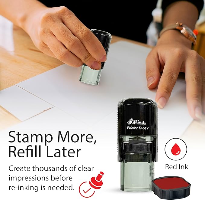 Shiny Job Well Done Teacher Stamp, Round Self Inking Stamp for Classroom, Red Ink
