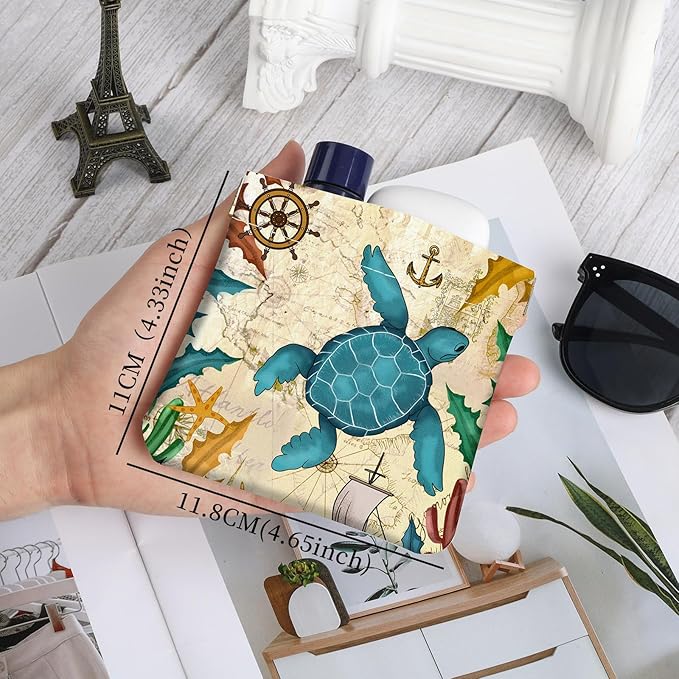 2Pcs PU Leather Small Squeeze Coin Purse Pouch Mini coin Bag Unique And Cute Wallet Cosmetic Bags Change Bag For Women Girls Men Map Turtle Pattern