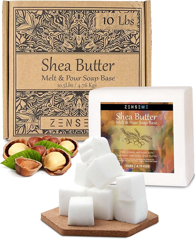 10 LBS - Shea Butter Soap Base - Moisturizing Melt & Pour for Clear Soap Making - SLS/SLES Free - Natural Organic Vegan for Crafting - Easy & Gentle to Cut & Work With for DIY Crafting for Soapmaker