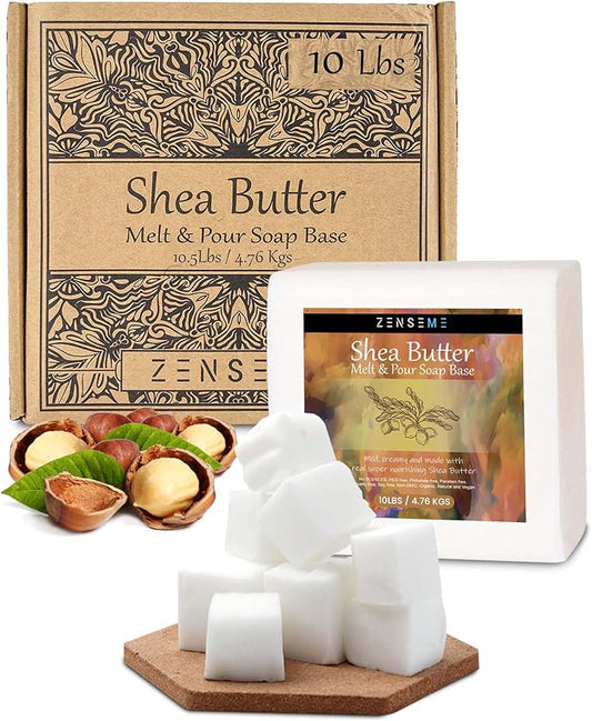 10 LBS - Shea Butter Soap Base - Moisturizing Melt & Pour for Clear Soap Making - SLS/SLES Free - Natural Organic Vegan for Crafting - Easy & Gentle to Cut & Work With for DIY Crafting for Soapmaker