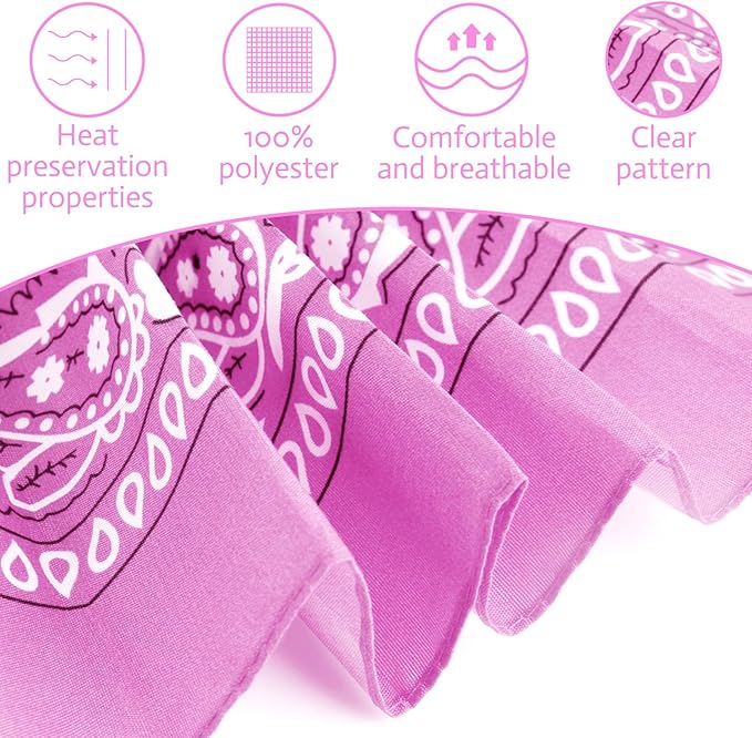 PLULON 30 Pack Bandanas for Men Women, Polyester Novelty Paisley Pattern Bandana Headbands Wristband Neckerchief Cowboy