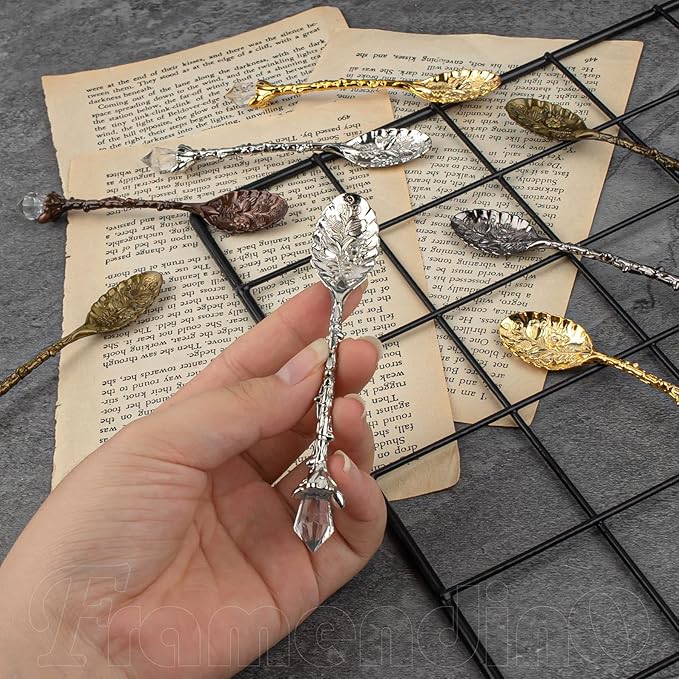 Framendino, 50 Pack Retro Coffee Spoons Vintage Crystal Alloy Tea for Home Kitchen Office