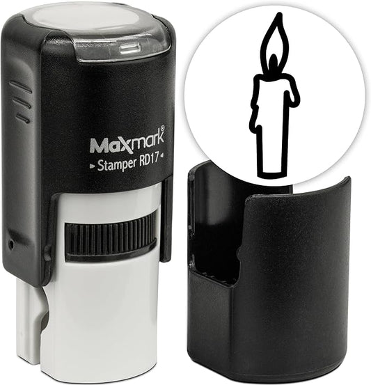 MaxMark Round Self Inking Halloween Stamp - Candle - Black Ink