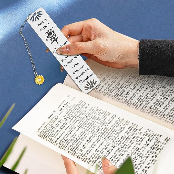 Sunflower Gifts for Women Girls, Kaluofan Inspirational Bookmarks with Sunflower Chain, Book Markers for Reading, Back to School Coming of Age Gifts, Graduation Gifts, Christmas Stocking Stuffers