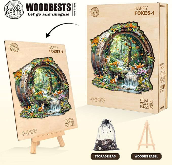 Wooden Puzzles for Adults, Fox Wooden Jigsaw Puzzle for Adults, 100 Piece Unique Animal Shape Wood Puzzles Adult, Birthday Party Gifts for Friends & Family Leisure Time Game Home Decor (S-8.5*8.1in)