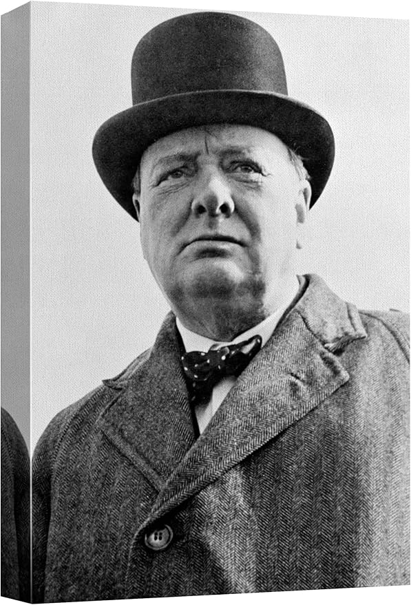 wall26 Canvas Print Wall Art Portrait Winston Churchill People Pop Culture Historical Realism Famous Closeup Colorful Multicolor Classical for Living Room, Bedroom, Office - 24"x36"