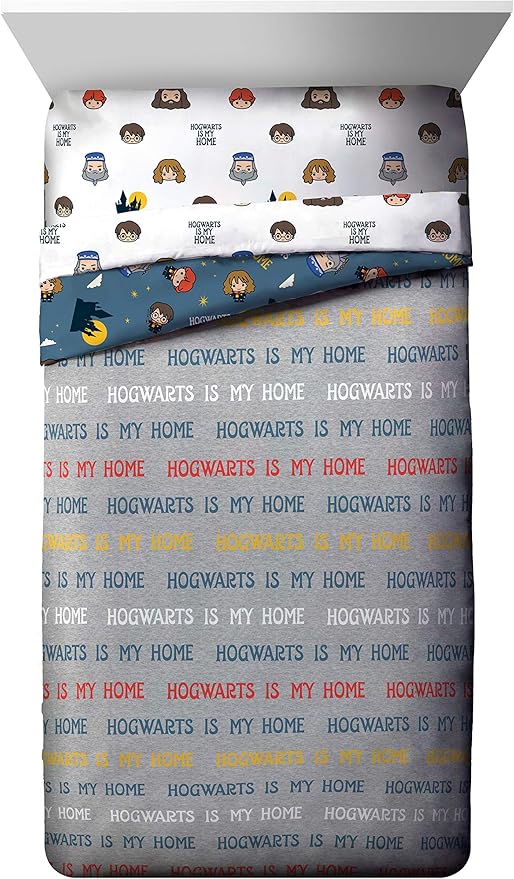 Harry Potter is My Home 5 Piece Full Bed Set - Bedding Features Harry, Ron, Hermoine, Hagrid, and Dumbledore