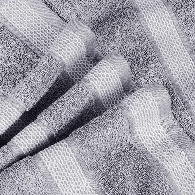 CASA COPENHAGEN, Solitaire, 600 GSM, 35x70 Inches Extra Large Jumbo Size Bath Sheets, Set of 2 Towel, Super Soft Egyptian Cotton Towels for Bathroom & Shower - Grey Violet