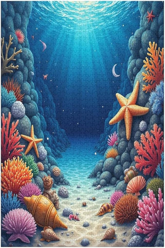 Sea Floor Wooden Puzzle 1000 Pieces Jigsaw Puzzles for Adults Puzzle Educational Toys Challenging Fun Games Gifts for Elders Kids Family and Friends