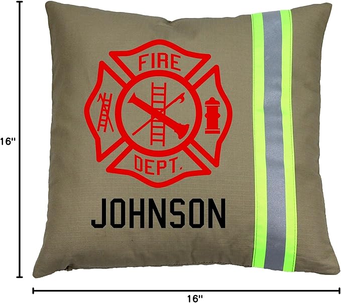 Firefighter Personalized Tan Maltese Cross Pillow