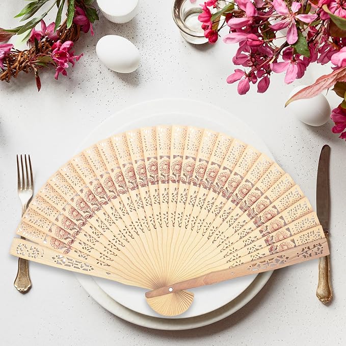 Personalized Wooden Folding Wedding Fan - Custom Wedding Fans with Yarn Bag and Tassels Engraved Text Wedding Fans for Party Favor Bridal Shower Gifts Guests Bulk (1)