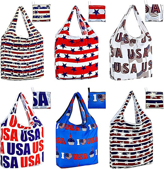 LOLOMLO 6 Pack Eco-Friendly Reusable Grocery Bags Lightweight Durable Washable Shopping Tote Foldable Outings Storage Pouch