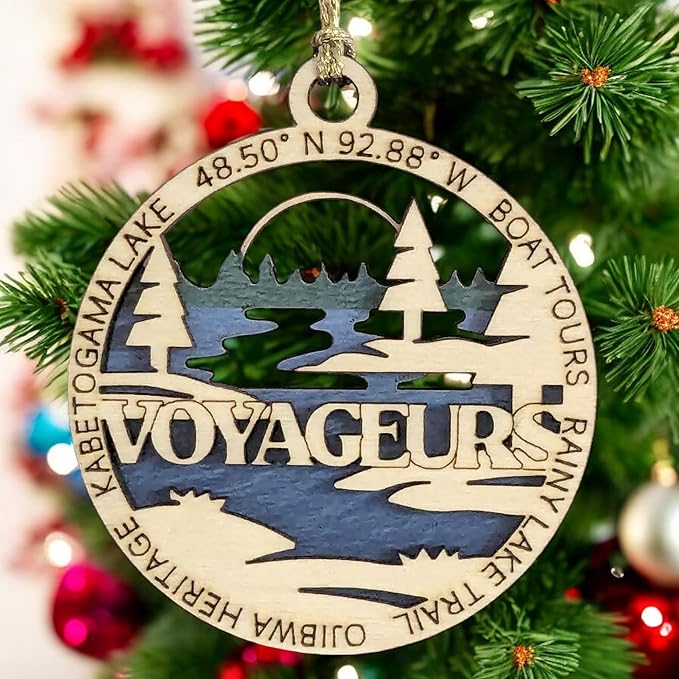 Voyageurs National Park 3" Ornament - Laser Engraved Wood, 2-Layer Christmas Decor, Featuring Iconic Park Scenes, Made in USA