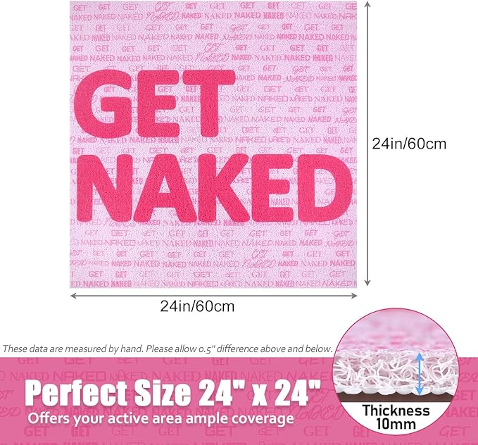 Shower Mat Non-Slip Square - 24x24 Inch Soft Comfortable Bath Mats with Drainage Holes - PVC Loofah Massage Bathmat for Shower, Tub, Bathroom, Wet Areas - Quick Drying & Easy Cleaning