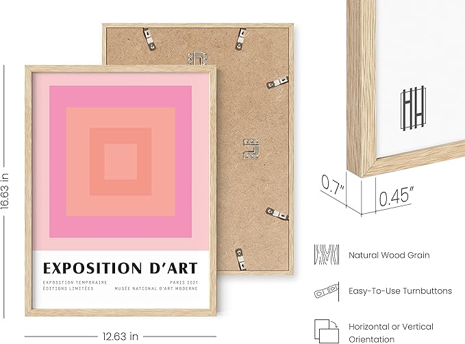 HAUS AND HUES Geometric Wall Art, Pastel Aesthetic Decor, Abstract Pink Framed Prints, Modern Wall Art (Beige Framed, 12"x16")