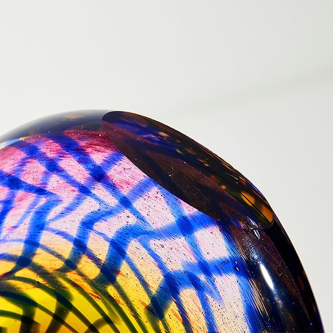 Luxury Lane Hand Blown Abstract Peacock Sommerso Art Glass Sculpture for Home Decor 12 inch Tall Centerpiece Table Decoration