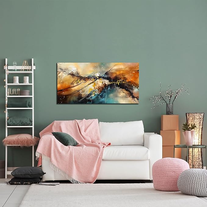 Abstract Paintings Wall Art for Living Room - Modern Wall Decor for Bedroom Kitchen Room Wall Art Ready to Hang Size 20" x 40"