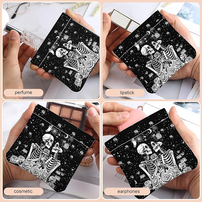 2Pcs PU Leather Small Squeeze Coin Purse Pouch Mini coin Bag Unique And Cute Wallet Cosmetic Bags Change Bag For Women Girls Men （skull 2