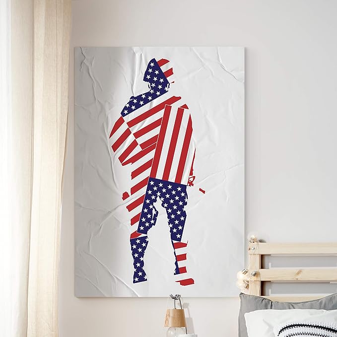 Renditions Gallery Nature Wall Art Home Paintings & Prints Flag Draped Veteran Crinkle Glam American Heroes Military Modern Decorations for Bedroom Office Kitchen Artwork - 30"x40" LT25