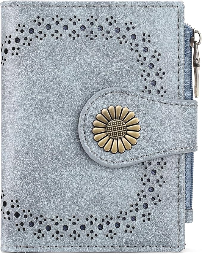 SENDEFN Small Wallets for Women Bifold RFID Blocking Leather Card Holder Compact Wallet with Zipper Coin Pocket