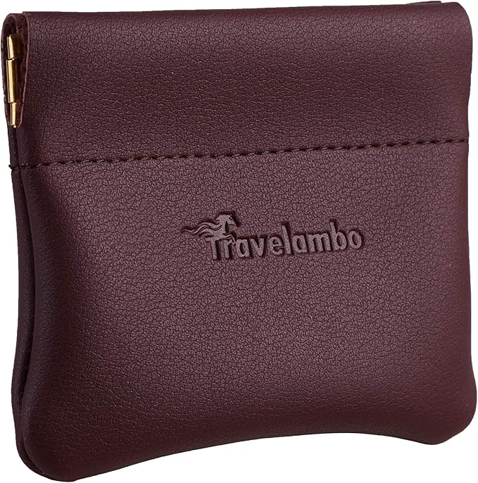 Travelambo Leather Squeeze Coin Purse Pouch Change Holder For Men & Women 2 pcs set