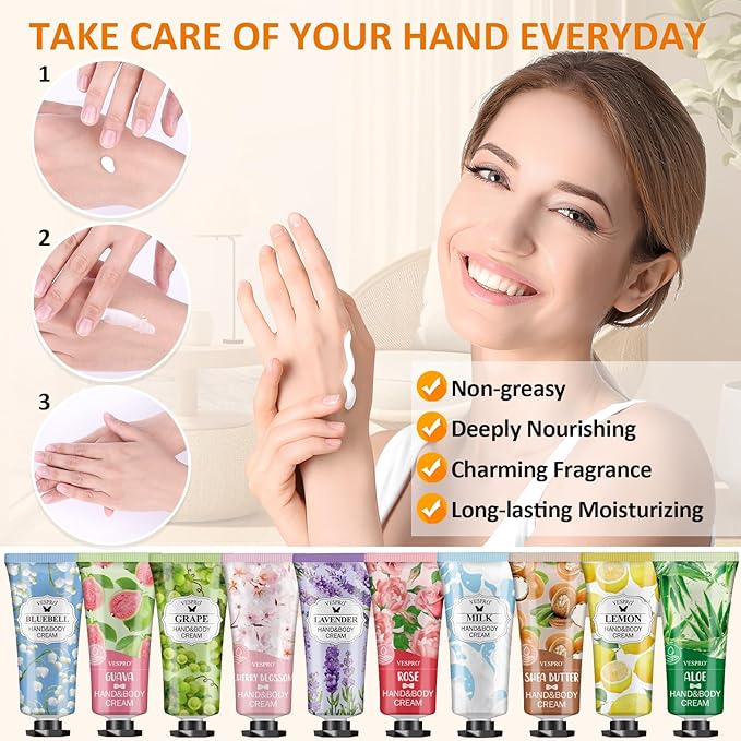 VESPRO 126 Pack Hand Cream Set, Mothers Day Gifts, Bulk Hand Lotion Travel Size for Dry Cracked Hands, Mini Hand Lotion for Valentines Day Gifts, Bridesmaid Gifts, Employee Appreciation Gifts