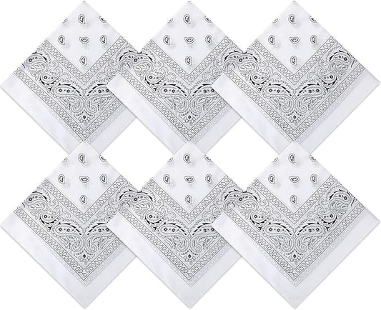 Blulu 6 Pcs Neon Color Cowboy Bandanas for Men Women Assorted Paisley Pattern Handkerchiefs 22 x 22 Inch Kids Headwrap Scarfs