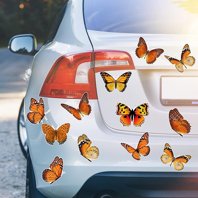 Xuhal 12 Pcs Cute Fridge Magnets Car Magnetic Sticker Refrigerator Magnets Fridge Decorations for Office Home Whiteboard Car Summer Decor(Butterfly)