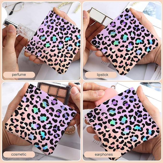 2Pcs PU Leather Small Squeeze Coin Purse Pouch Mini coin Bag Unique And Cute Wallet Cosmetic Bags Change Bag For Women Girls Men Leopard Print