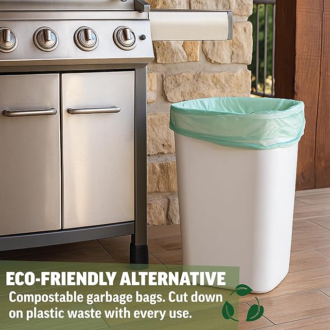 Zenlogy Compostable 10-15 Gallon Garbage Bag, Heavy Duty Eco Friendly Tall Trash Bags, Biodegradable Waste Basket Bin Liner Sack for Kitchen, 60 Count