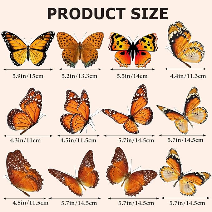 Xuhal 12 Pcs Cute Fridge Magnets Car Magnetic Sticker Refrigerator Magnets Fridge Decorations for Office Home Whiteboard Car Summer Decor(Butterfly)