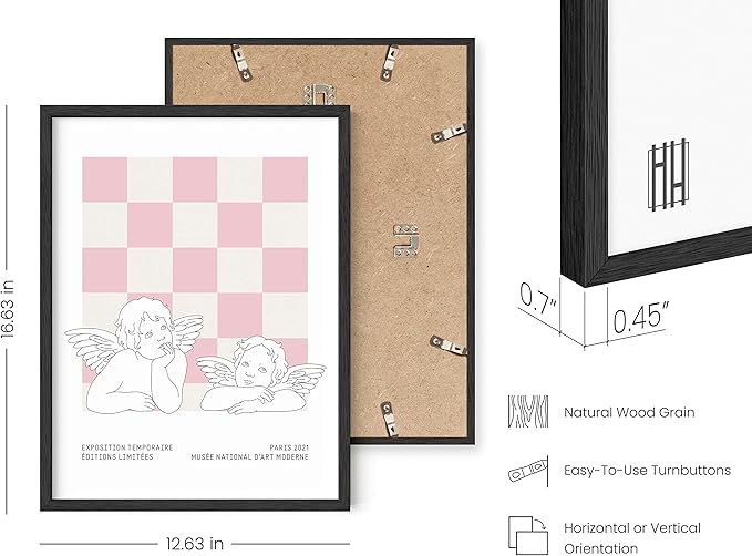 HAUS AND HUES Pink Wall Art, Pink Framed Wall Art, Danish Pastel Décor, Pastel Pink Room Decor, Danish Pastel Room Decor Aesthetic Pink Pictures Wall Decor (Black Framed, 12x16)