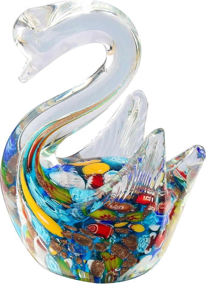 Art Glass Murano swan Figurine Handmade Blown Animal Sculpture Statue Paperweight Gift Collectible Home Desk Decoration Ornaments