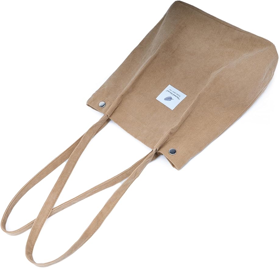 Corduroy Tote Bag Cute Tote Bags for Women Shoulder Bag with Inner Pocket for Work Beach Travel and Shopping Grocery