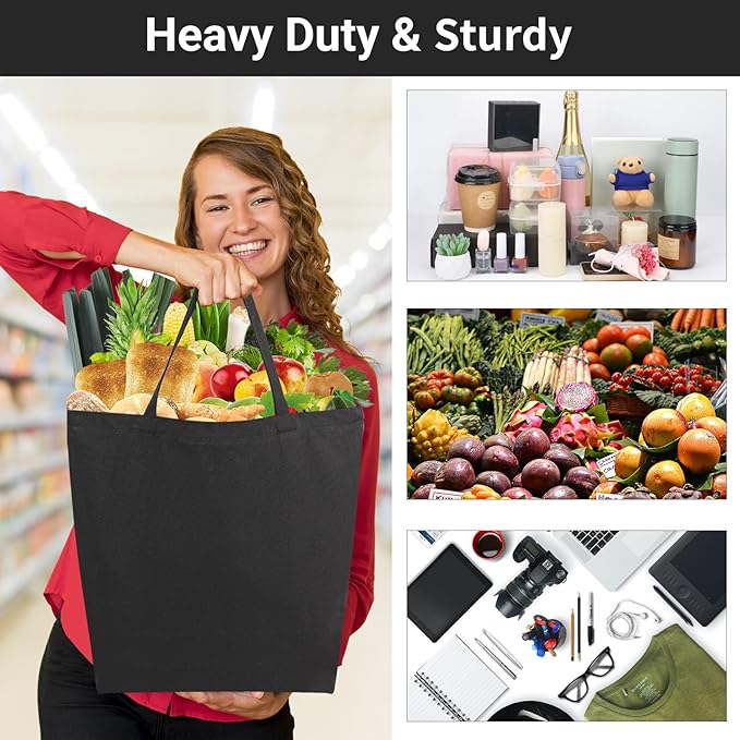 Segarty Canvas Tote Bag Bulk, 6 Pack 20x15.7 Canvas Bags for Women, Reusable Totes Aesthetic with Blank Natural Cotton Cloth for DIY, Grocery Shopping, Beach, Travel，Gift