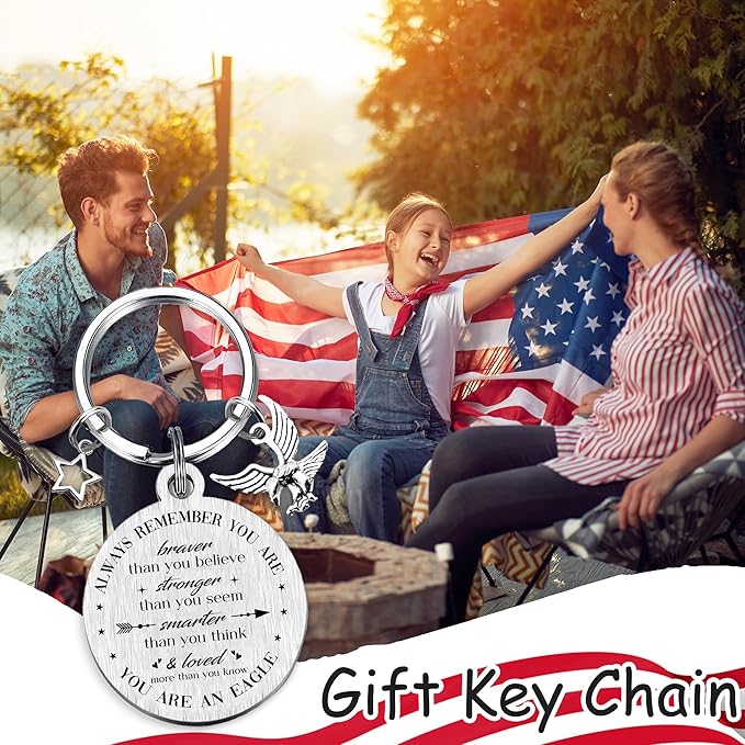 Patriots Gifts American Flag Keychain - America United States Map Keychains, Inspirational USA Souvenir Keyring for Men Women