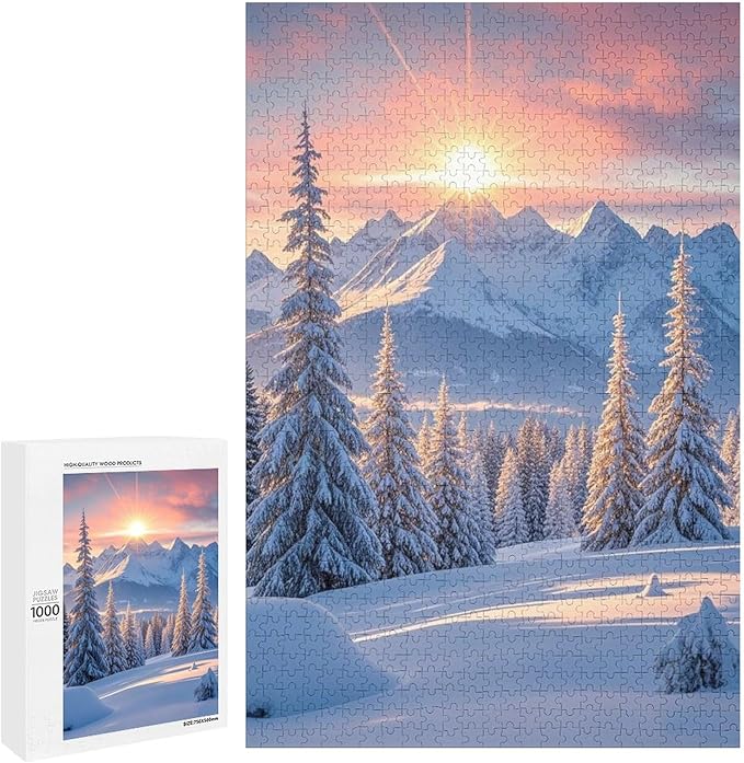 Funny Wooden Puzzle - Golden Winter Puzzle for Adult 1000 Piece，Wooden Jigsaw Puzzles Art Leisure Game Fun Suitable Family Friends Educational Learning Games Gift