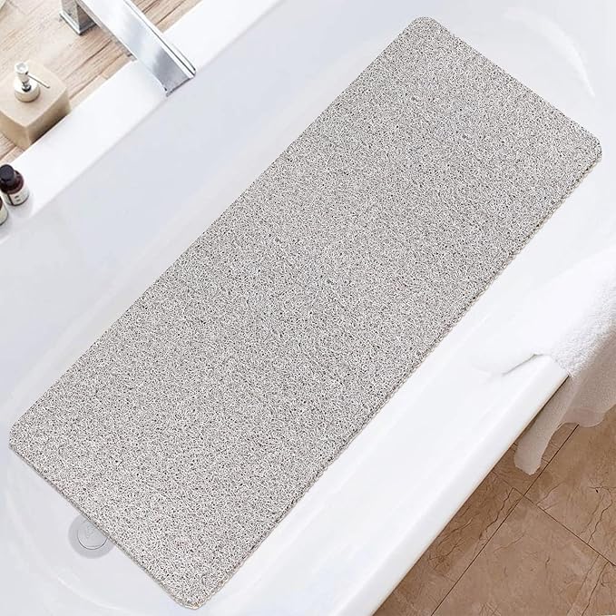 Bathtub Mat Shower Mat Non-Slip - 16x39 Inch Soft Comfort Bath Mat with Drainage Holes, PVC Loofah Massage Bathmat for Shower, Tub, Bathroom, Wet Areas, Quick Drying