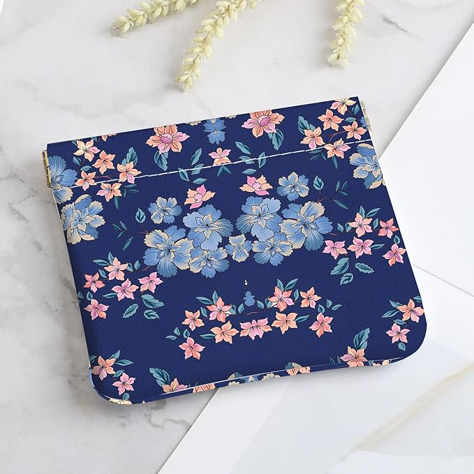 2Pcs PU Leather Small Squeeze Coin Purse Pouch Mini coin Bag Unique And Cute Wallet Cosmetic Bags Change Bag For Women Girls Men （Blue and white flowers