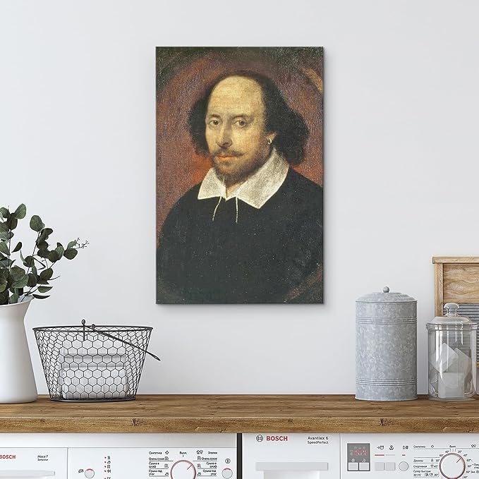 wall26 Canvas Print Wall Art Portrait of William Shakespeare People Pop Culture Historical Realism Famous Closeup Colorful Multicolor Classical for Living Room, Bedroom, Office - 24"x36"