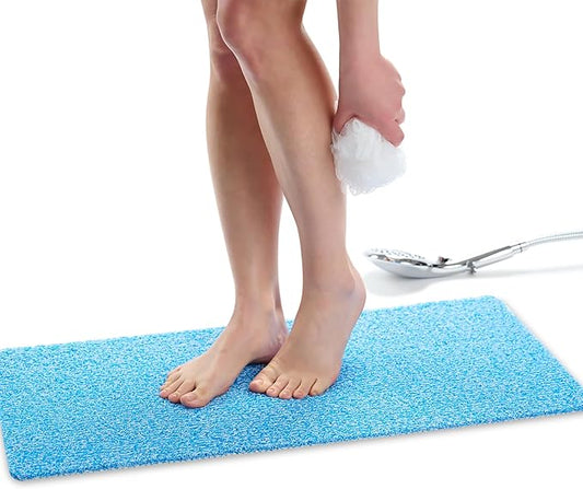 Non Slip Bathtub Mat Shower Mat for Tub - Loofah Bath Mats for Bathroom - 31x16 Bathtub Floor Mat - Textured Anti Slip Bath Mat Without Suction Cups - Secure Mat for Wet Areas (31x16 Aqua Blue)