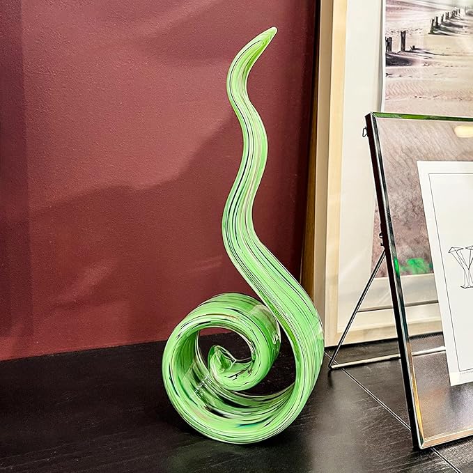 11.4" Tall Hand-Blown Glass Sculpture Murano-Style Sculpture Art Ornament Statue Figurines Home Decor Accent Piece Coastal Ocean Nautical Home Decor,Shelf,TV Stand,Tabletop Centerpieces,Wonderful Gift