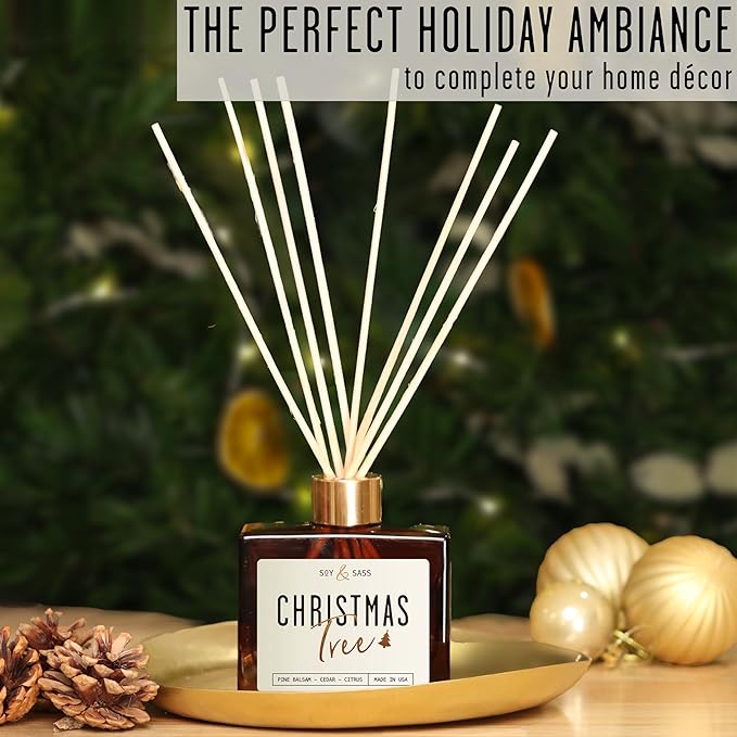 Christmas Tree Diffuser, Christmas Diffuser Decor - w/Pine Balsam, Cedar & Citrus I Infused w/Essential Oils I 3.75 OZ Oil I Long-Lasting Scent Lasts 4-6 Month's I Made in The USA