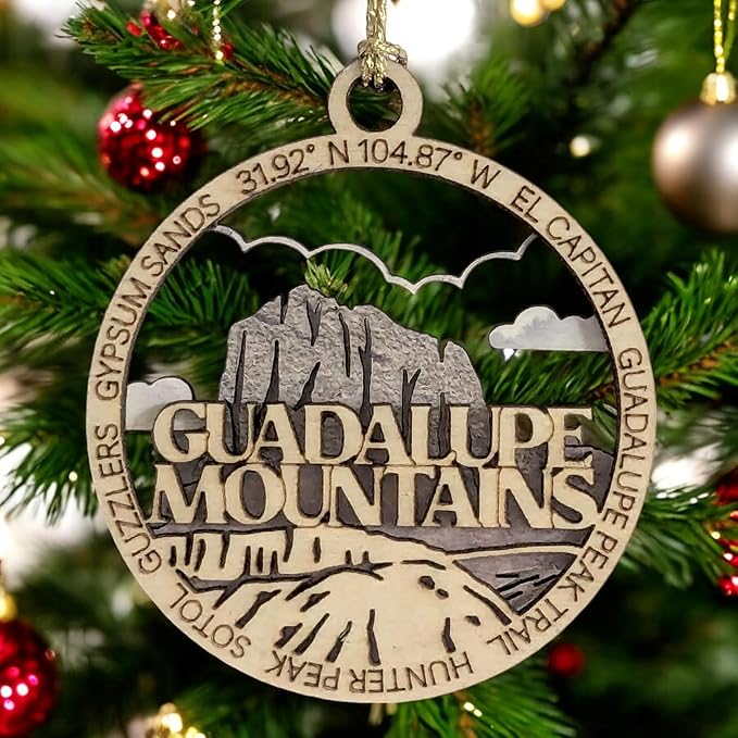 Guadalupe Mountains National Park Keepsake - El Capitan 3" Wooden Ornament - Laser Cut Christmas Tree Decor - USA Crafted